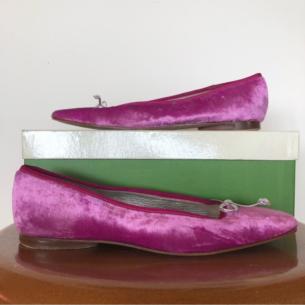 Kate Spade S141003 Pink Velvet Square-toe Ballet Flats